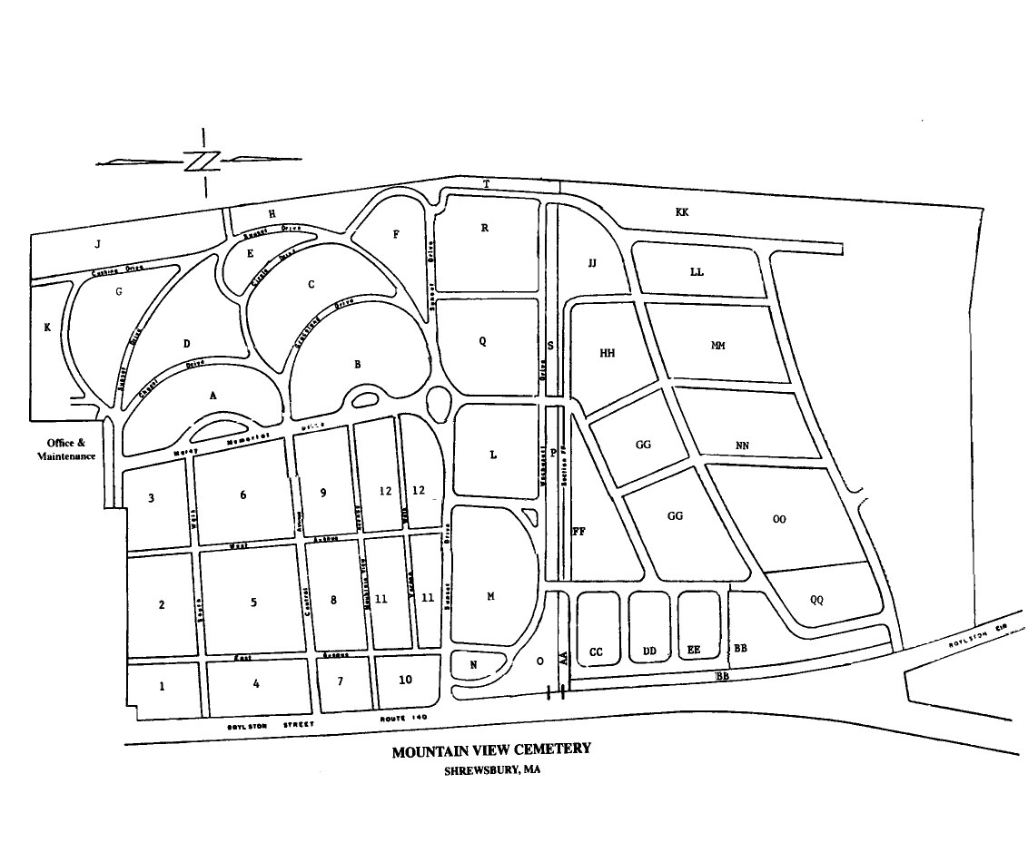 Mountain View Cemetery cemetery map