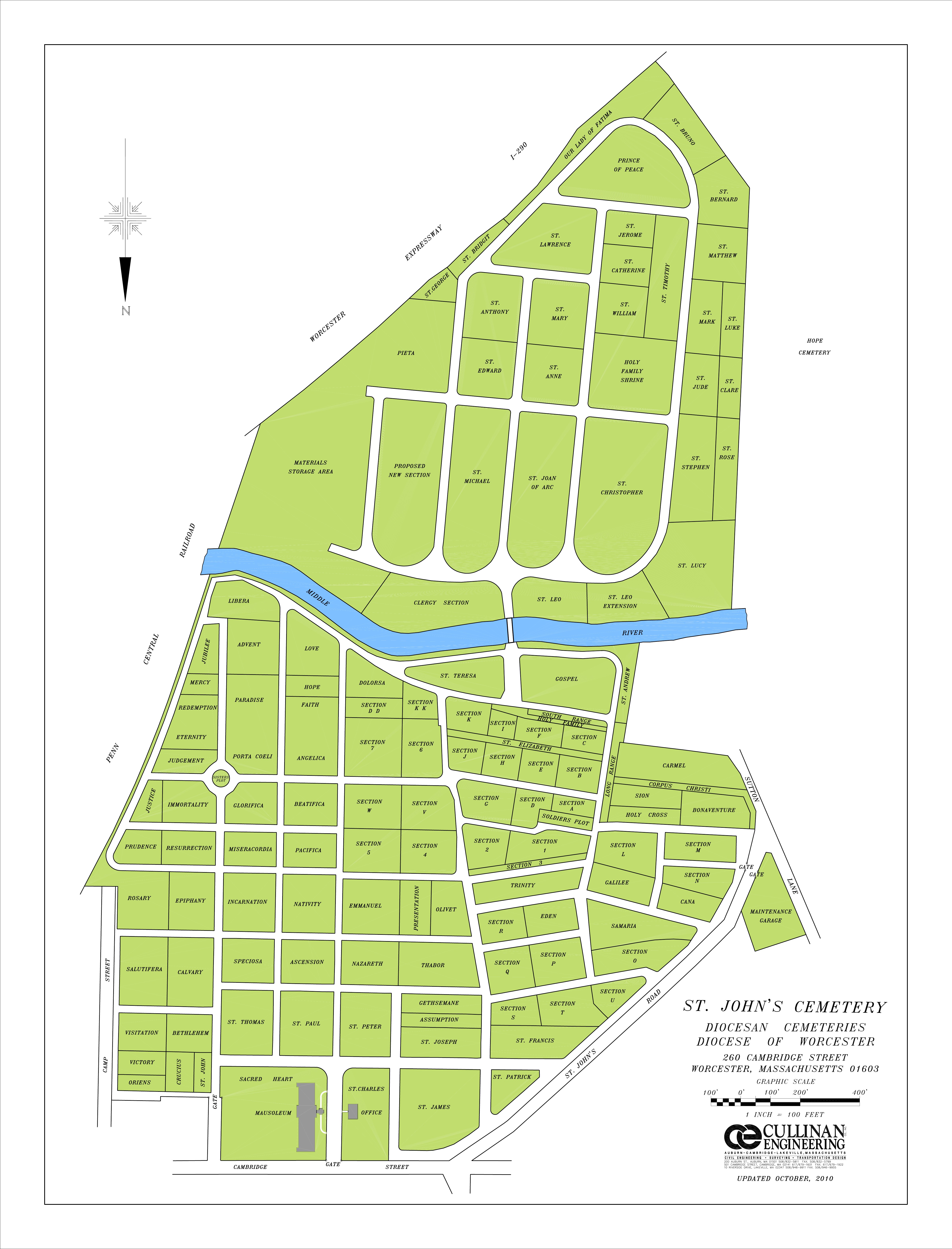 St. John's Cemetery cemetery map