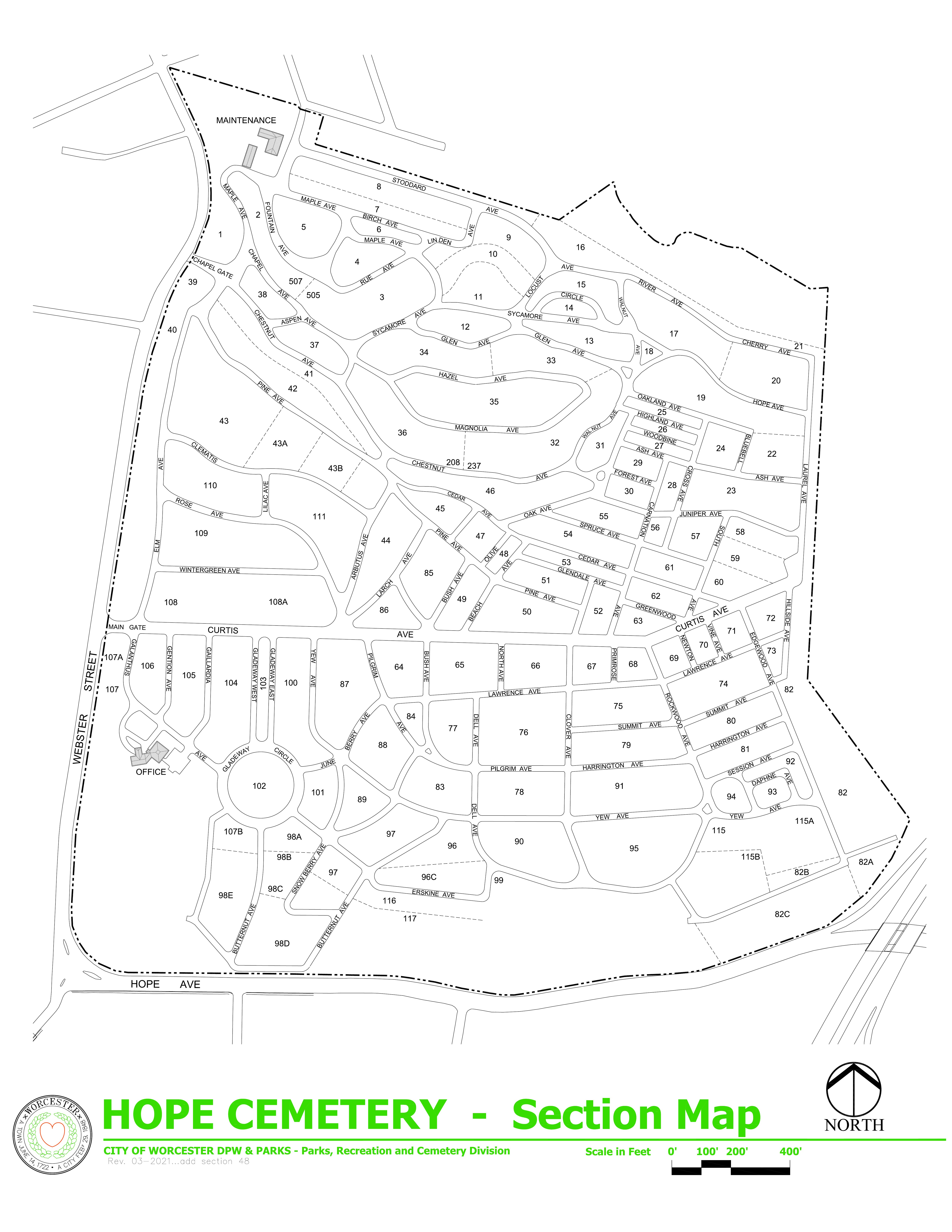Hope Cemetery cemetery map